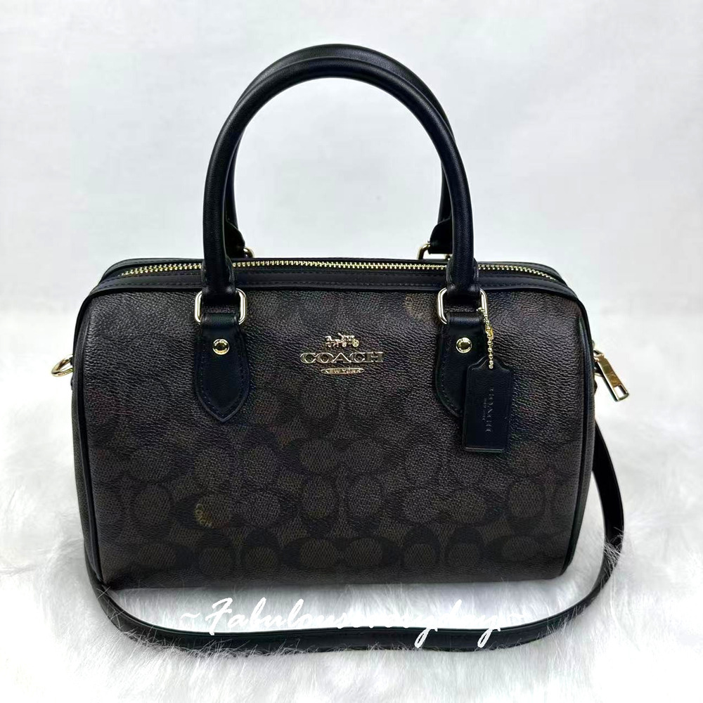 Coach Rowan Satchel Bag Crossbody Signature Canvas/Gold/Walnut/Black CV961 NWT